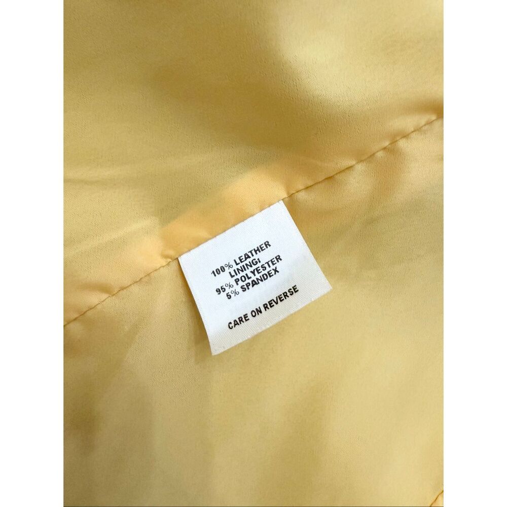 St. John Sport Marie Yellow Gold Mock Neck Full Zip Leather Jacket Size Medium - Picture 10 of 13